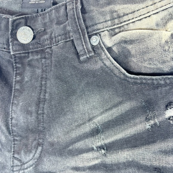 Switch Jeans Mens Thrashed Black Distressed Grunge Hip Hop Skinny Sz 34x30 - Picture 6 of 14